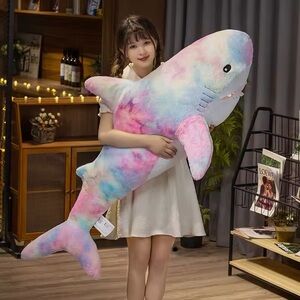 GIANT SHARK Soft Pastel Tie-Dye Shark Plush Toy 50”